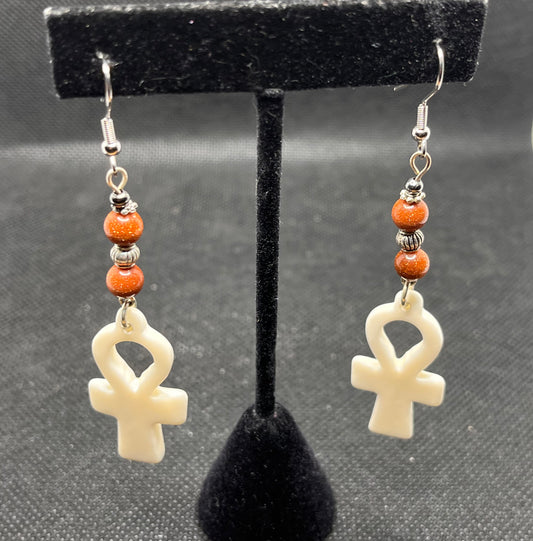 Bone Ankh earrings