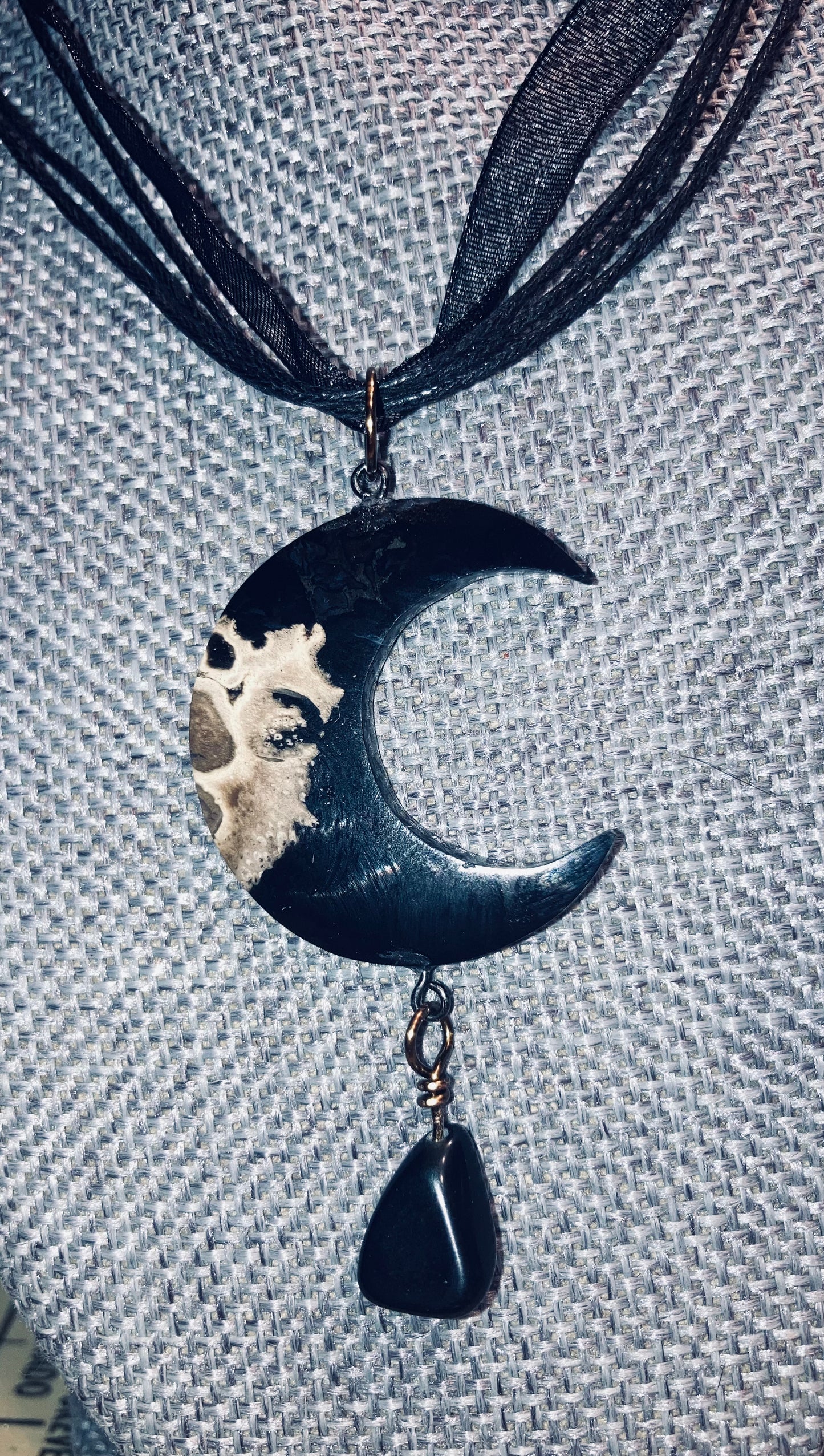 Crescent Moon 🌙 Palm Root stone pendant necklace