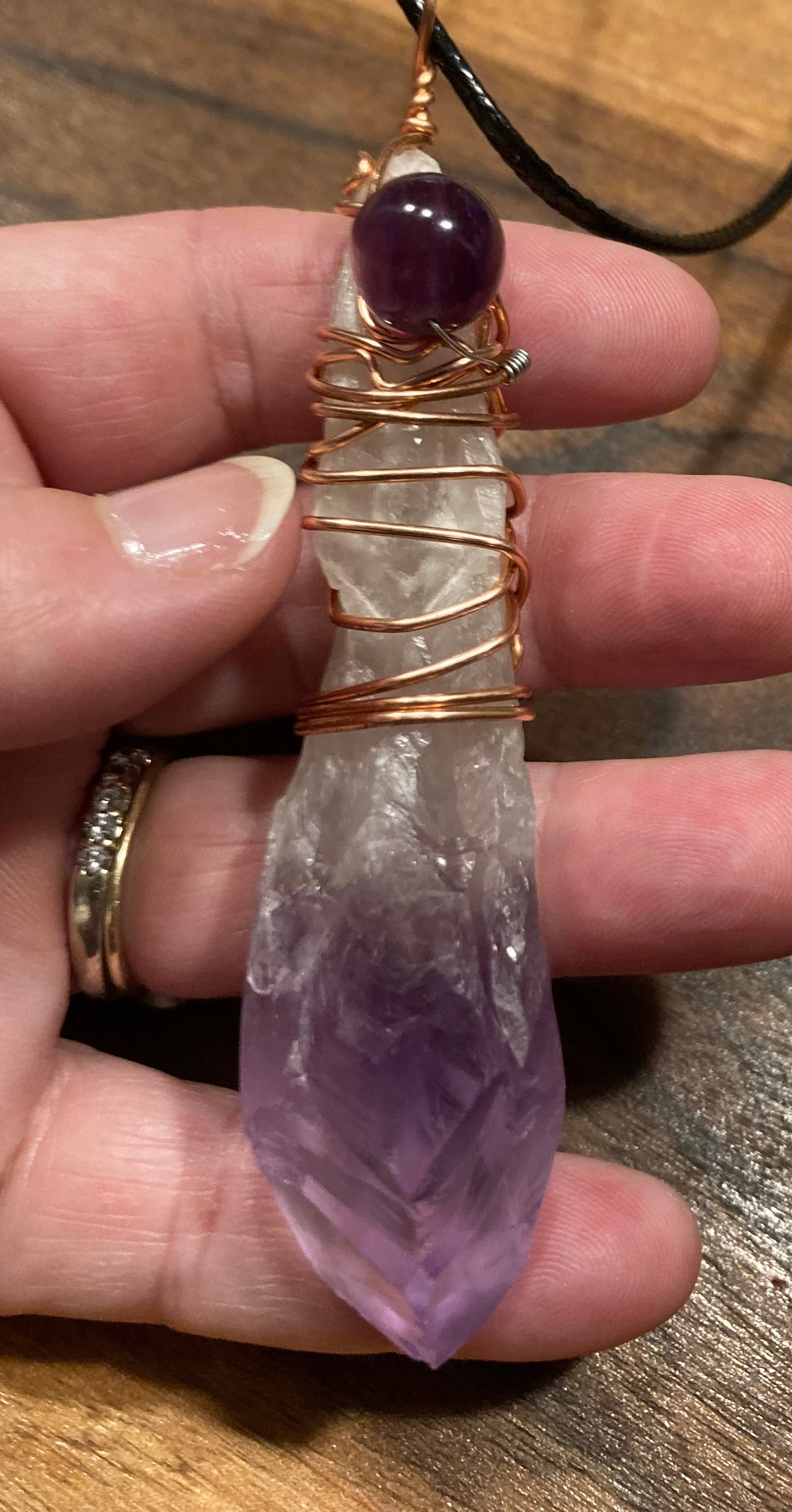 Copper wrapped 💜Amethyst💜 with Lepidolite accent bead💜