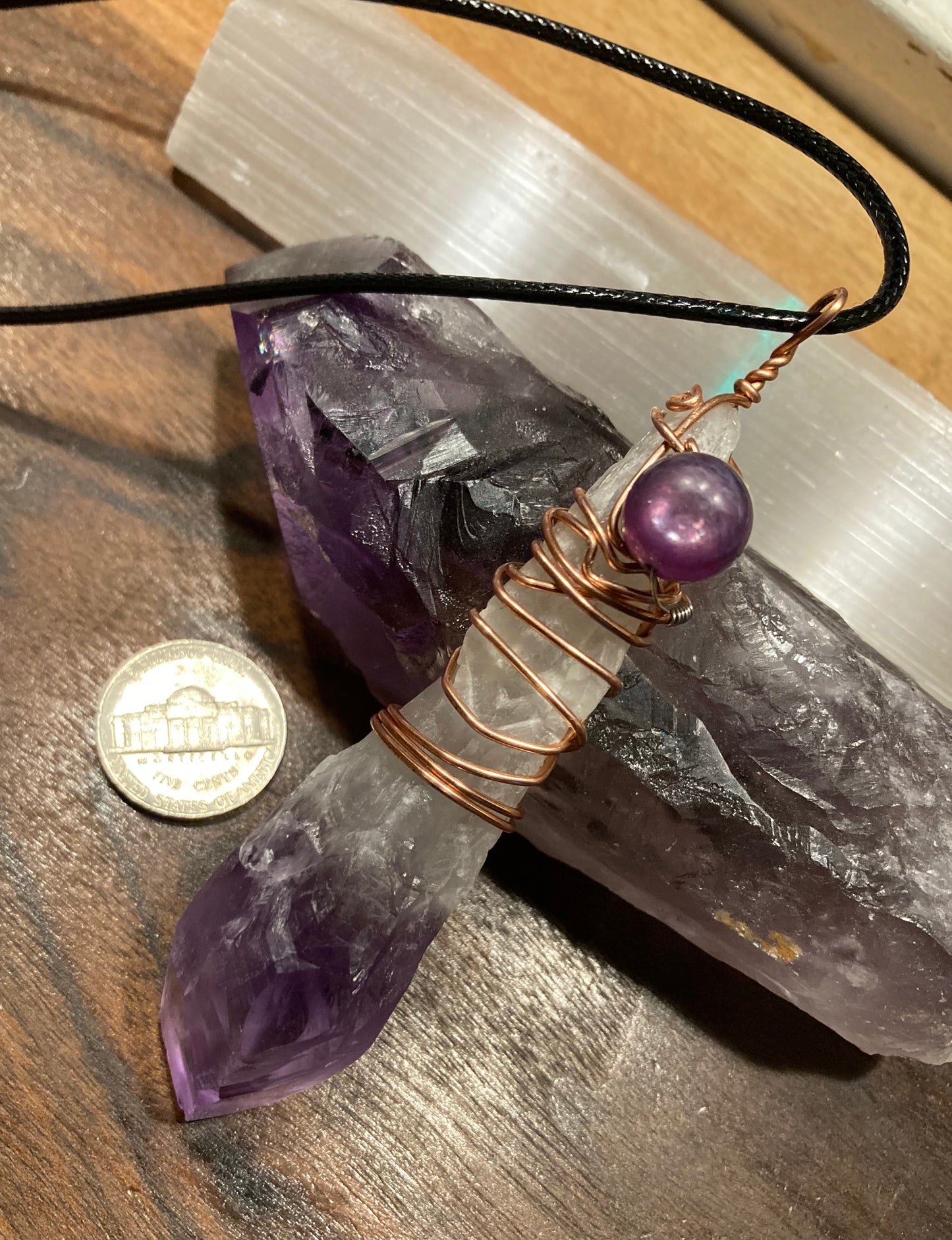 Copper wrapped 💜Amethyst💜 with Lepidolite accent bead💜