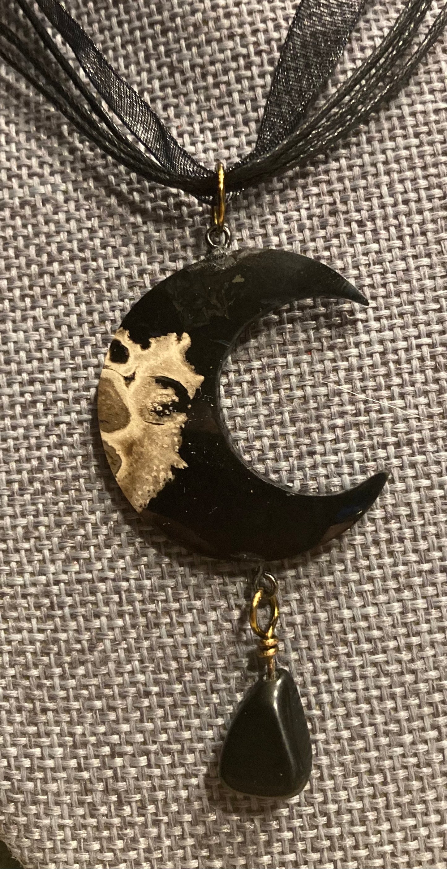 Crescent Moon 🌙 Palm Root stone pendant necklace