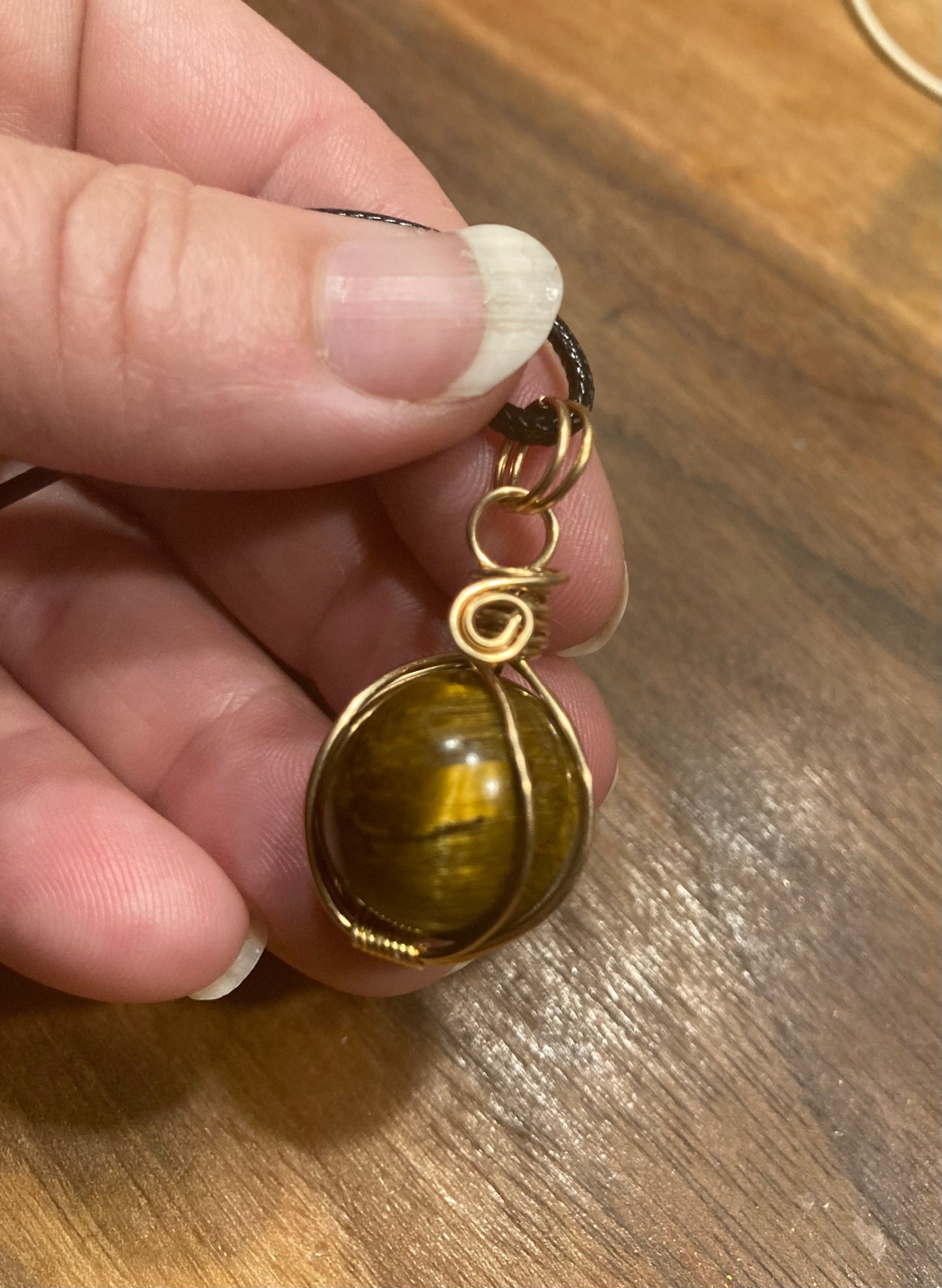 Tiger's eye sphere necklace