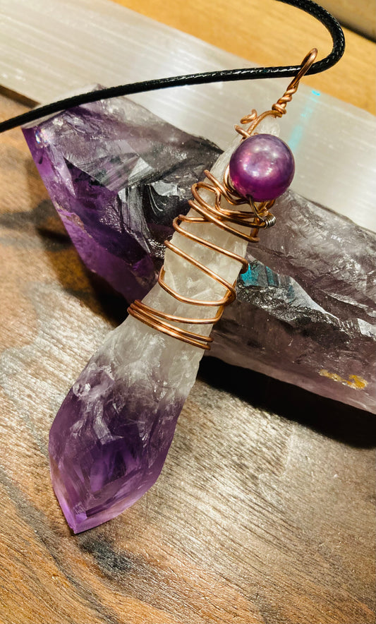 Copper wrapped 💜Amethyst💜 with Lepidolite accent bead💜