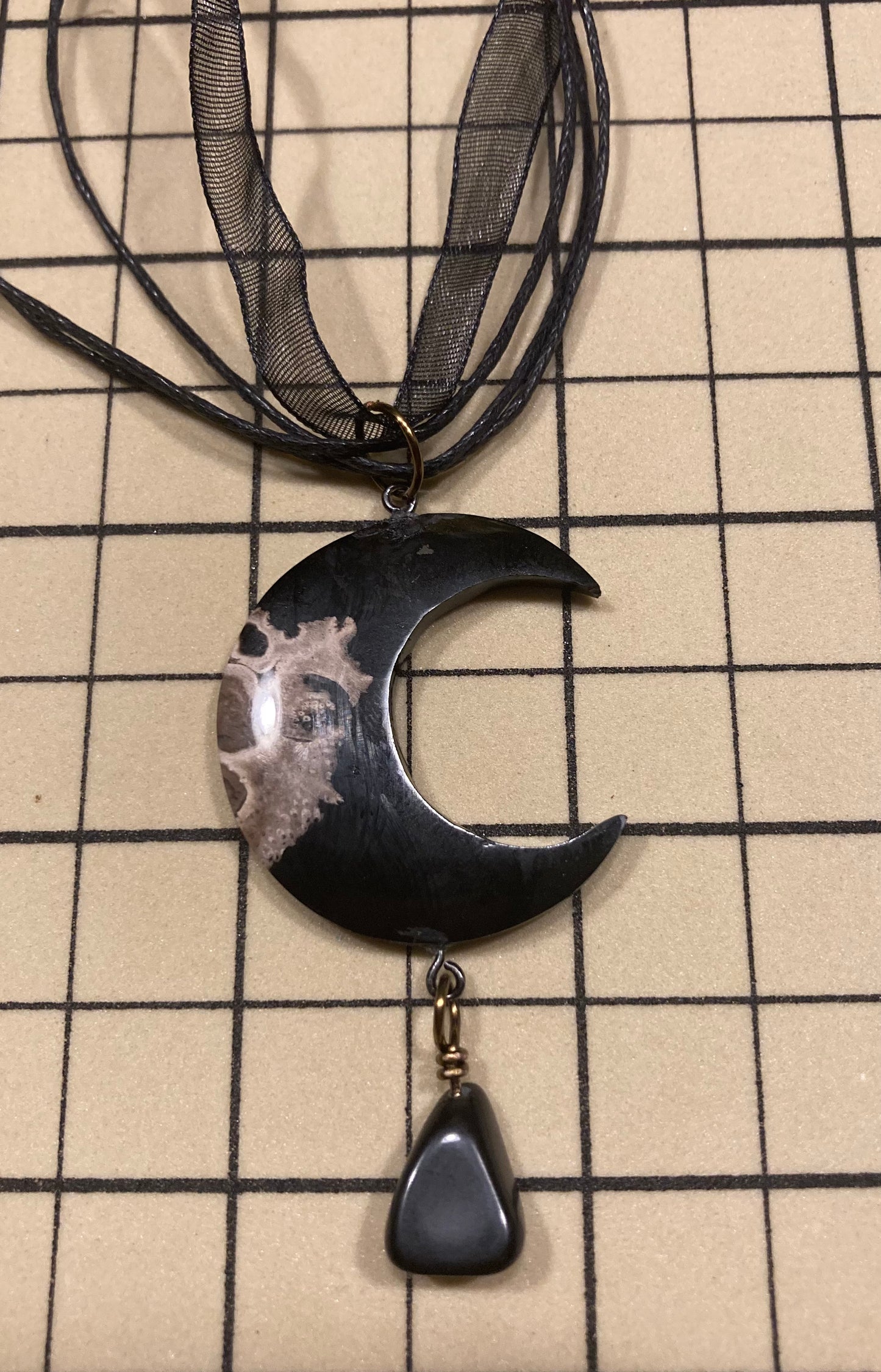 Crescent Moon 🌙 Palm Root stone pendant necklace