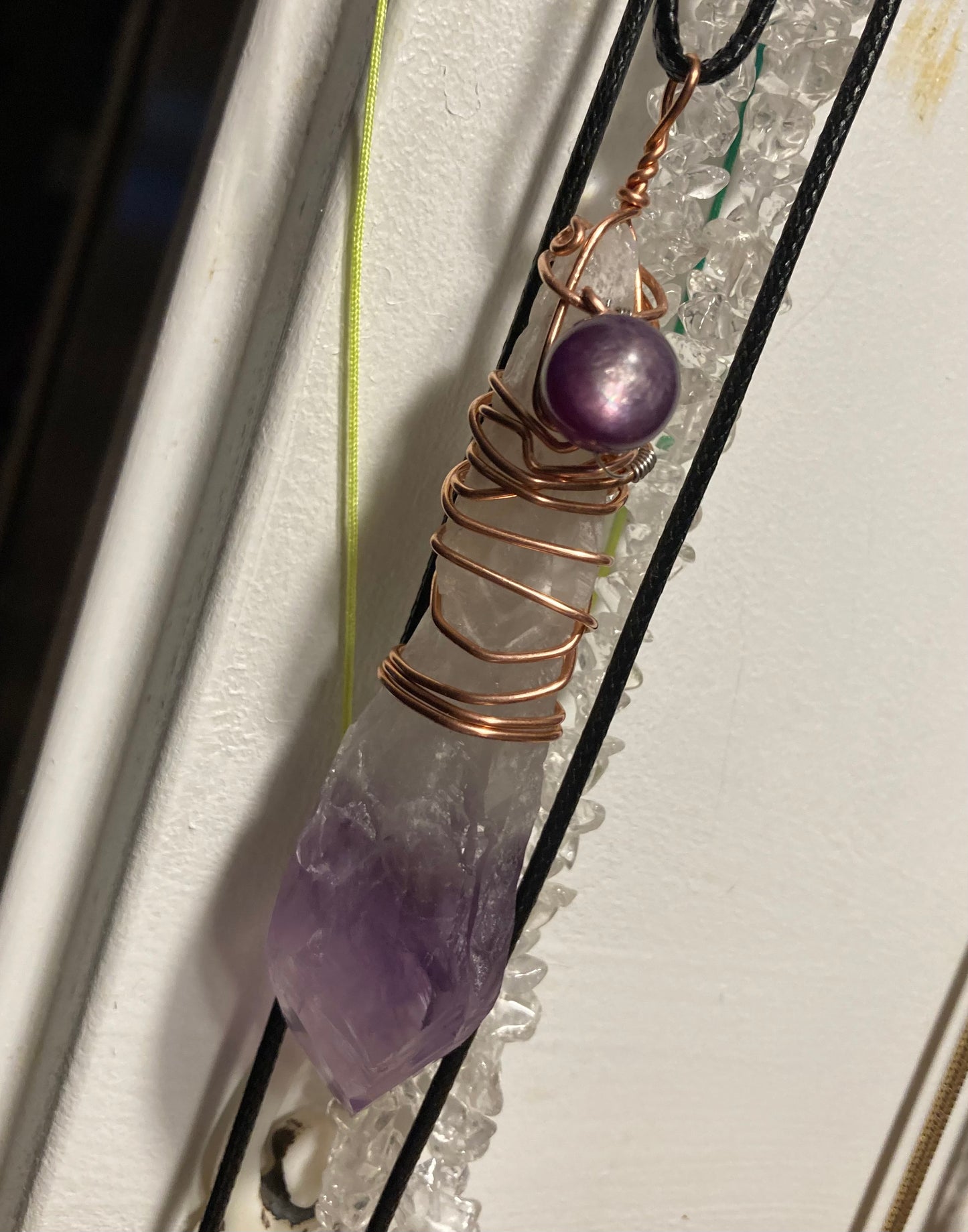 Copper wrapped 💜Amethyst💜 with Lepidolite accent bead💜