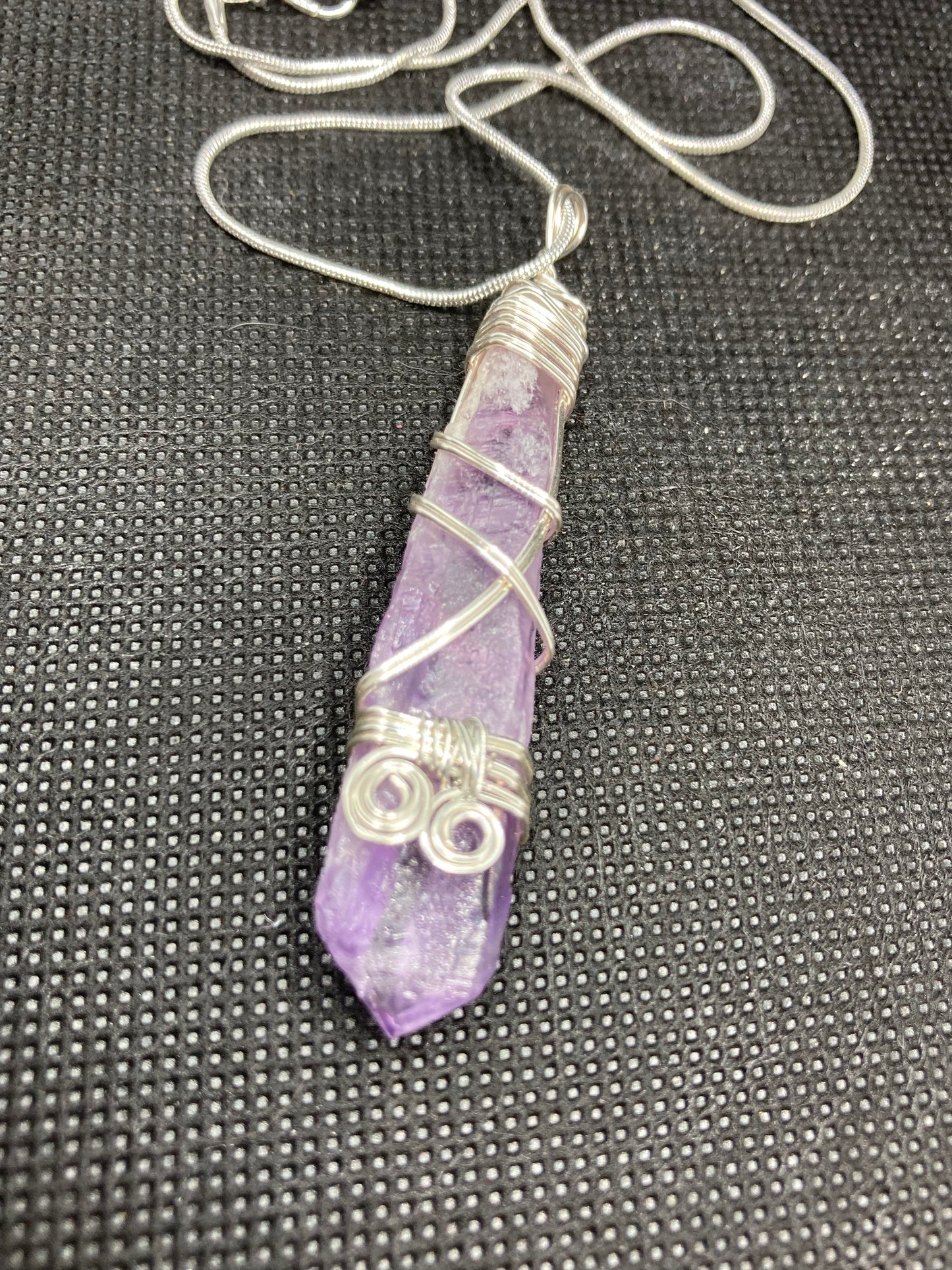 Amethyst 💜Silver wrapped pendant necklace