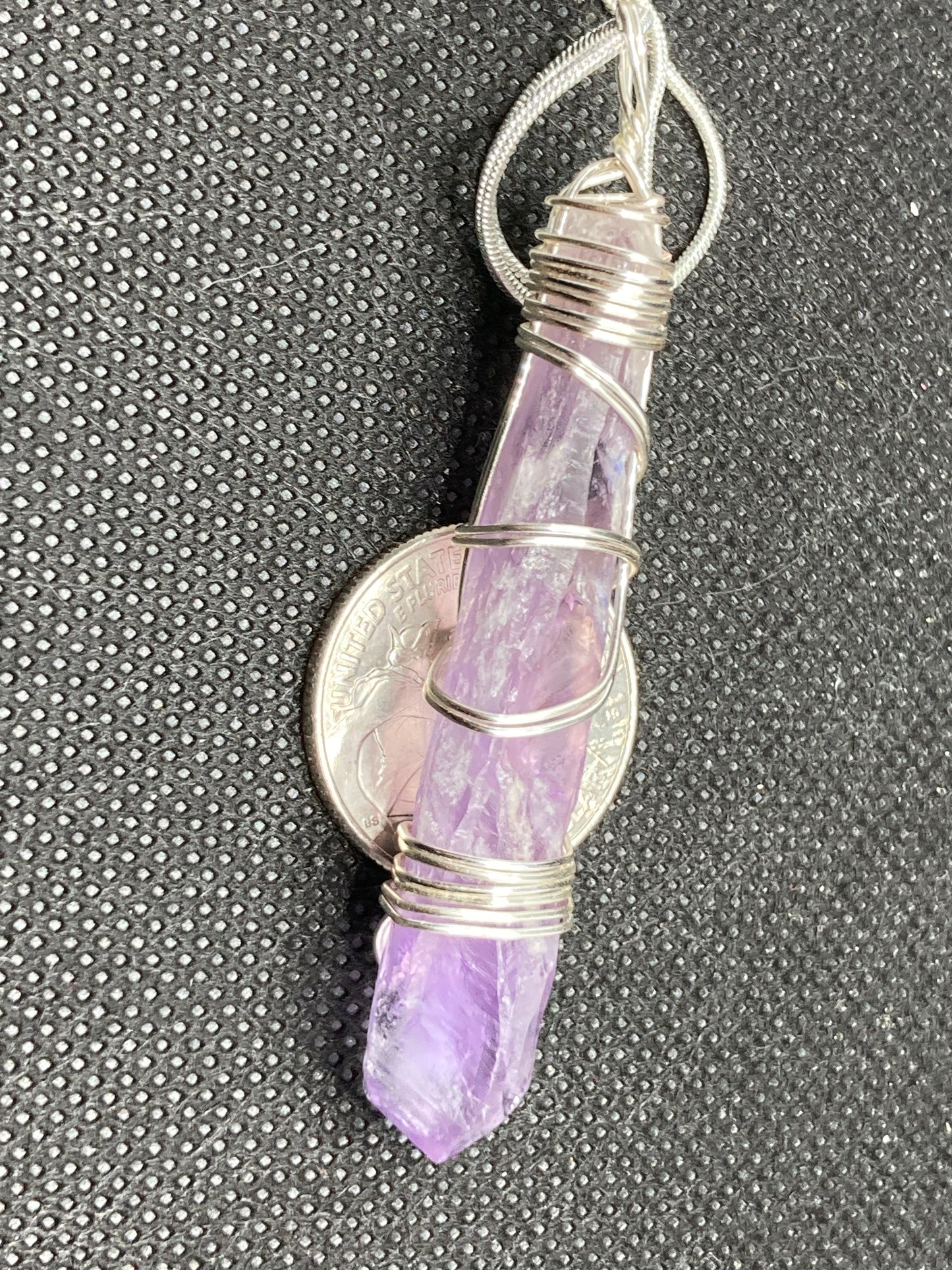 Amethyst 💜Silver wrapped pendant necklace