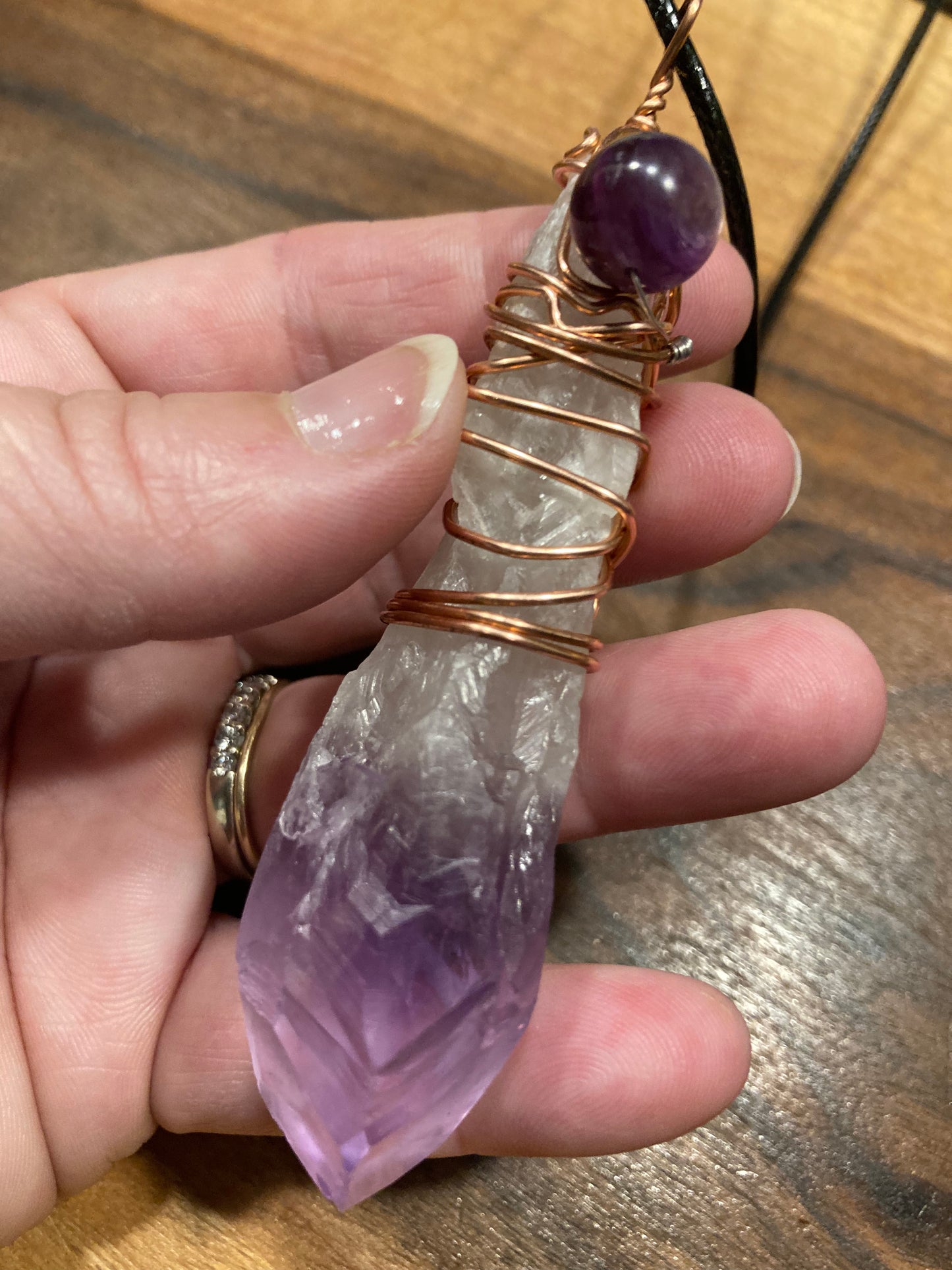 Copper wrapped 💜Amethyst💜 with Lepidolite accent bead💜