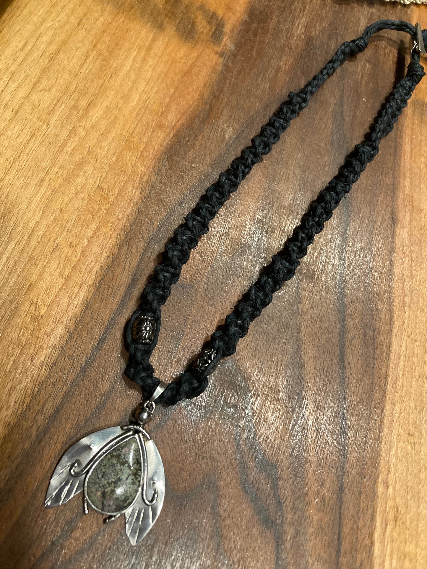 Moss Agate black Hemp necklace 🖤