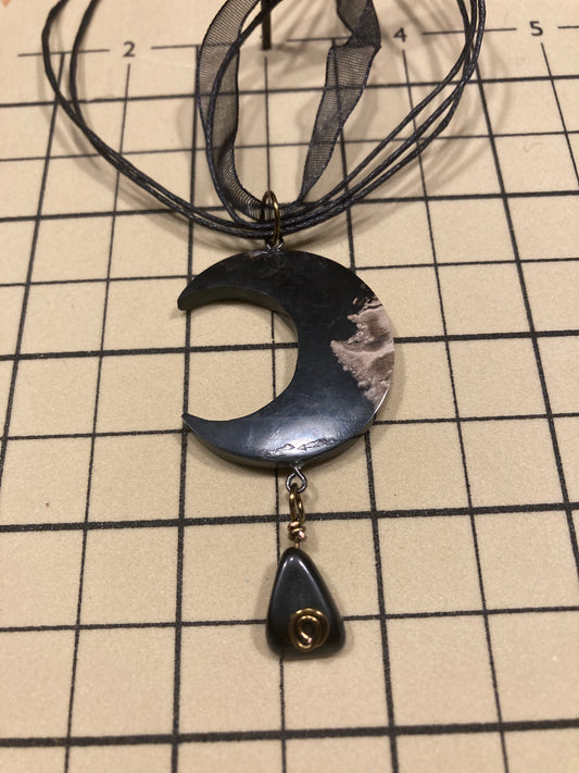 Crescent Moon 🌙 Palm Root stone pendant necklace