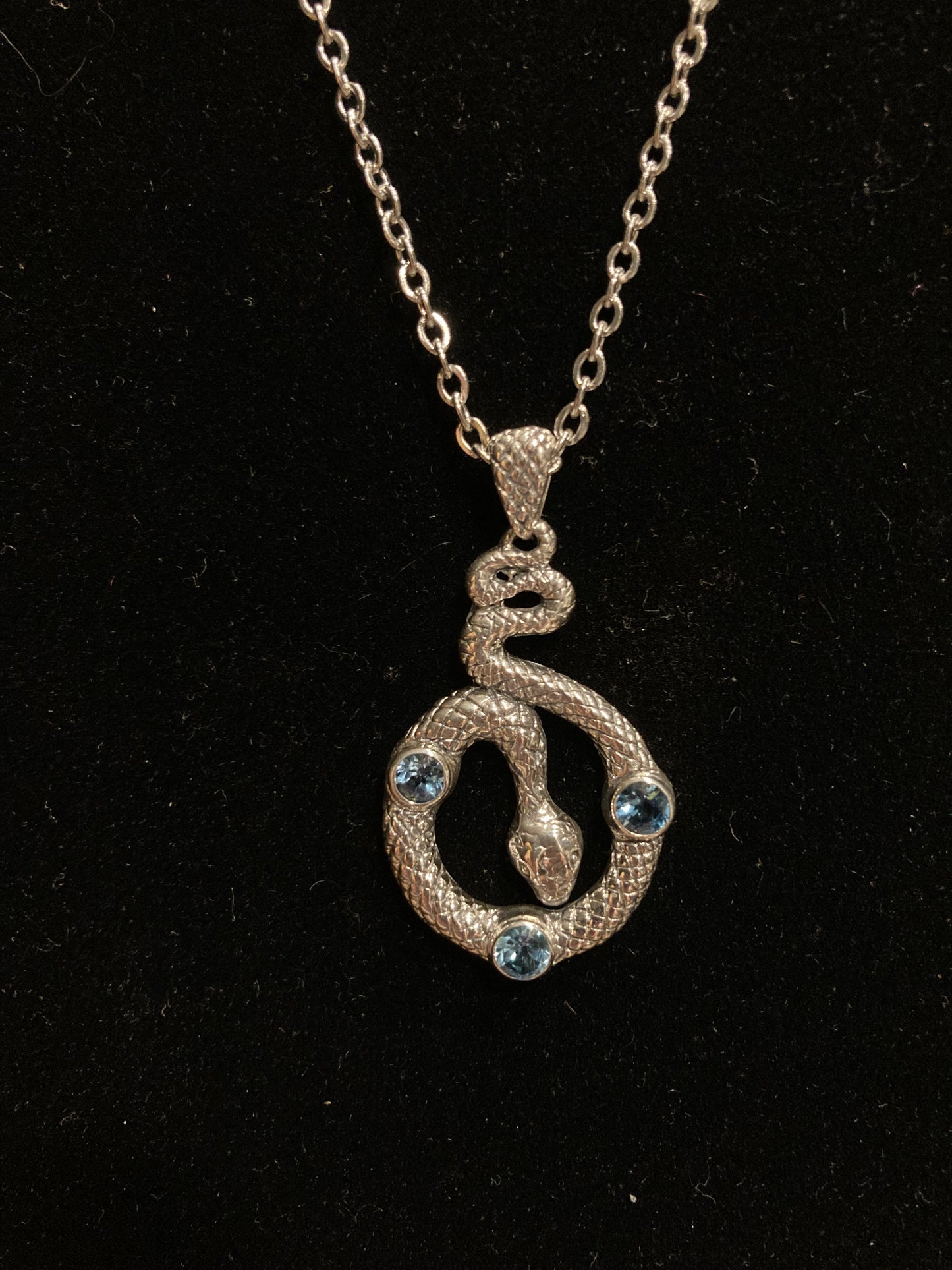 Sterling Silver BlueTopaz Snake Pendant