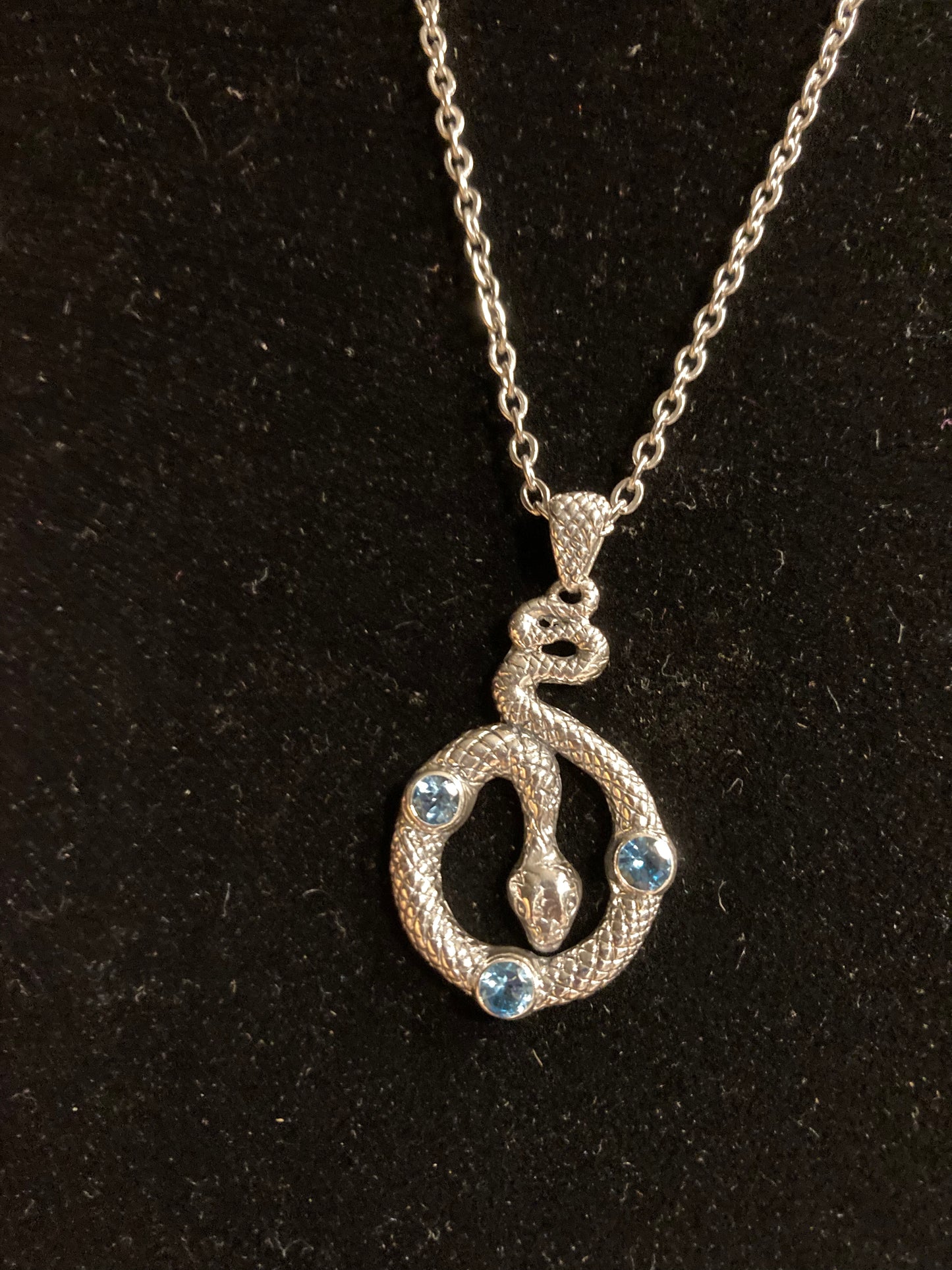 Sterling Silver BlueTopaz Snake Pendant